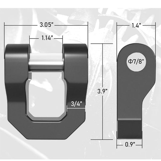 3/4 Inch D Ring Shackle BLACK 68000 Lbs Break Strength with 7/8 Inch Pin Universal Use with Tow Strap Winch