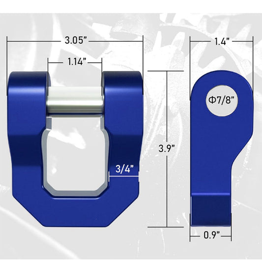 3/4 Inch D Ring Shackle BLUE 68000 Lbs Break Strength with 7/8 Inch Pin Universal Use with Tow Strap Winch