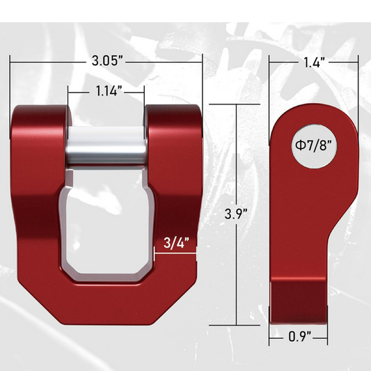 3/4 Inch D Ring Shackle RED 68000 Lbs Break Strength with 7/8 Inch Pin Universal Use with Tow Strap Winch
